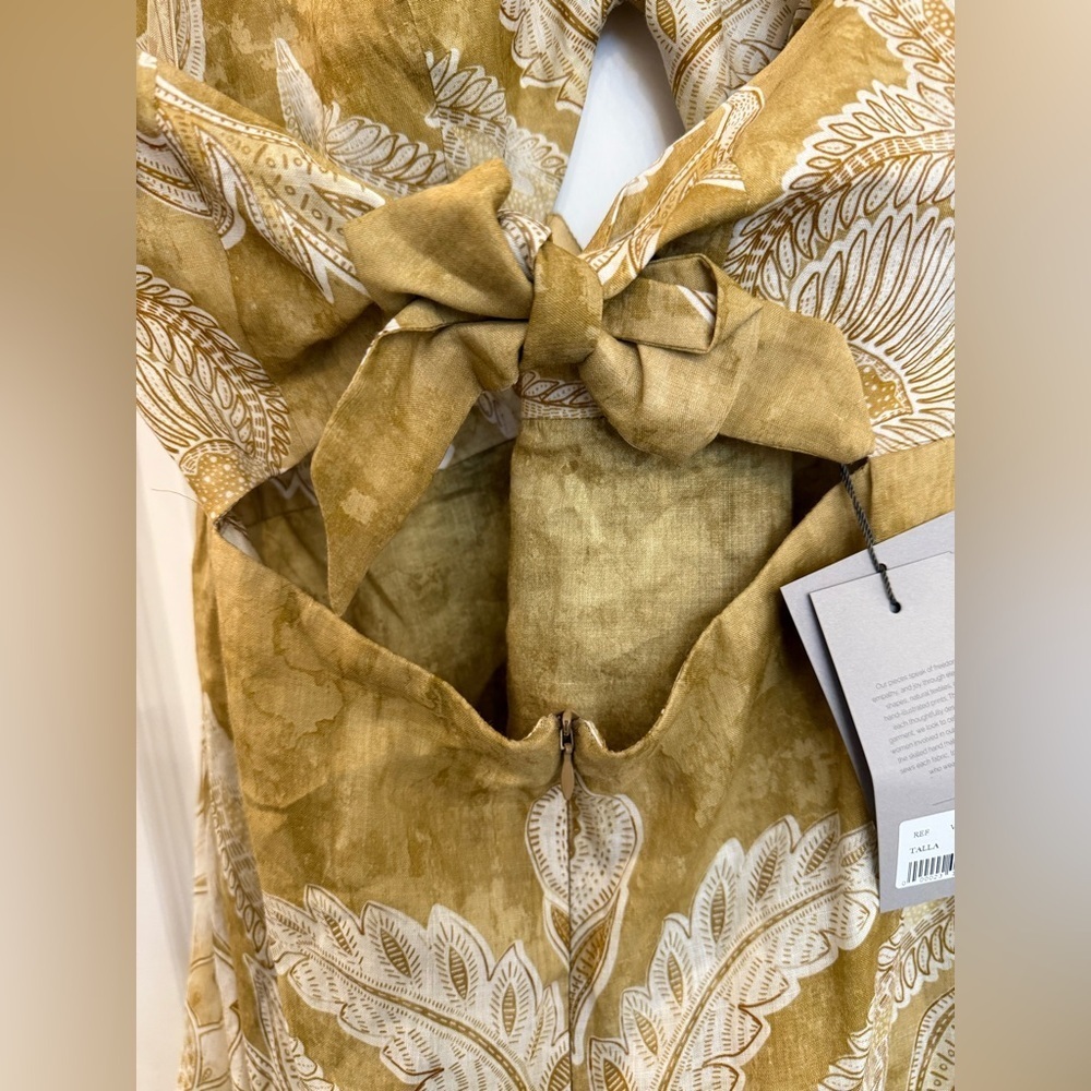 NWT BEATRIZ CAMACHO SoHo Halter Maxi Dress in Mustard Marmol size 8 - Picture 9 of 12